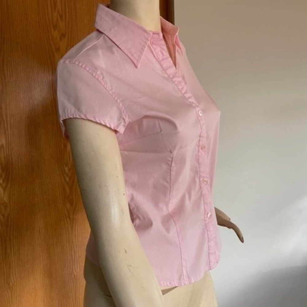 MEXX  SHORT-SLEEVED BUTTON-DOWN FITTED BLOUSE  Pink, Size 4 - Picture 2 of 10